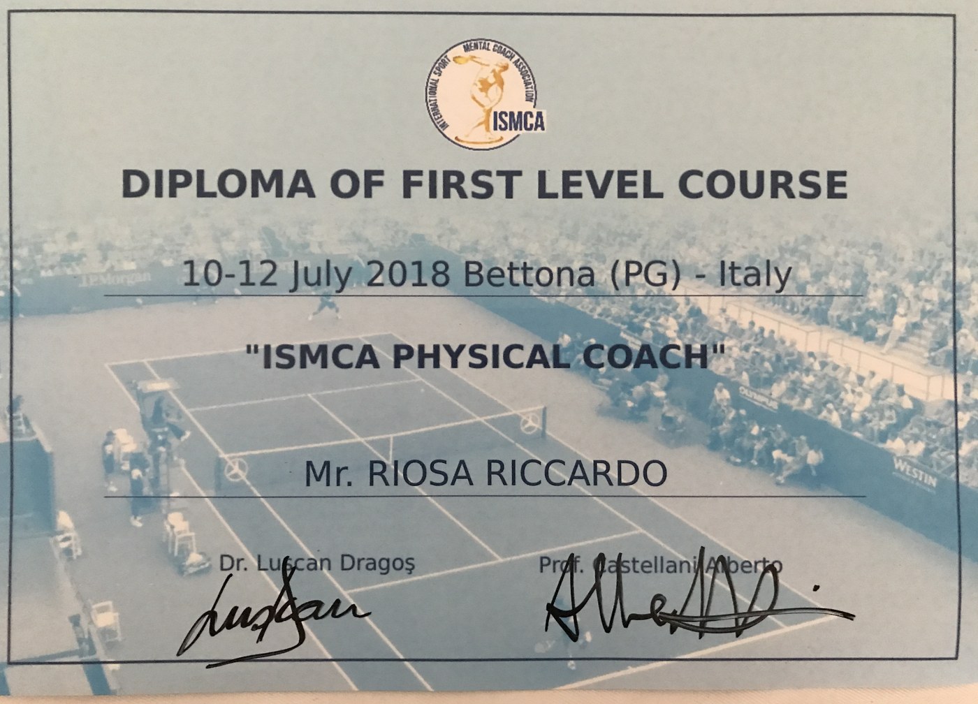 Diploma ISMCA Physical Coach, primo livello, Bettona 2018
